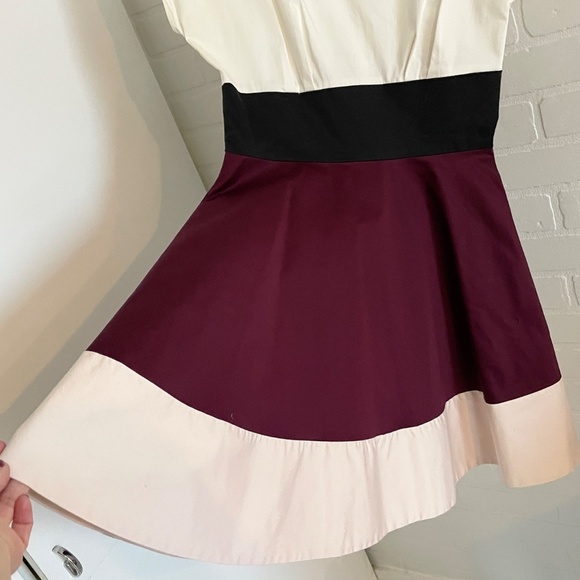Kate Spade Fiorella Mini Dress Pockets A-line Burgundy Cream Preppy Retro Sz 2 - Picture 6 of 15